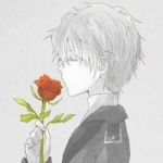 浪漫男生拿花朵的动漫头像图片