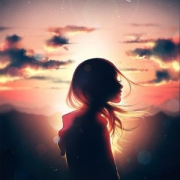 黄昏唯美漫画女头图片