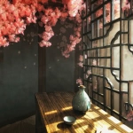 手绘古风意境风景头像图片