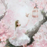 带有樱花的头像动漫女孩图片