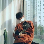 抱猫阳光帅气的微信头像男图片