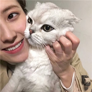 抱着猫猫爱心满满的女头